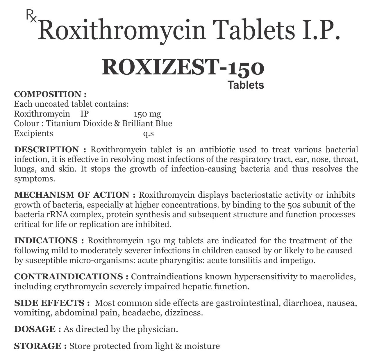 ROXIZEST-150 TABLETS